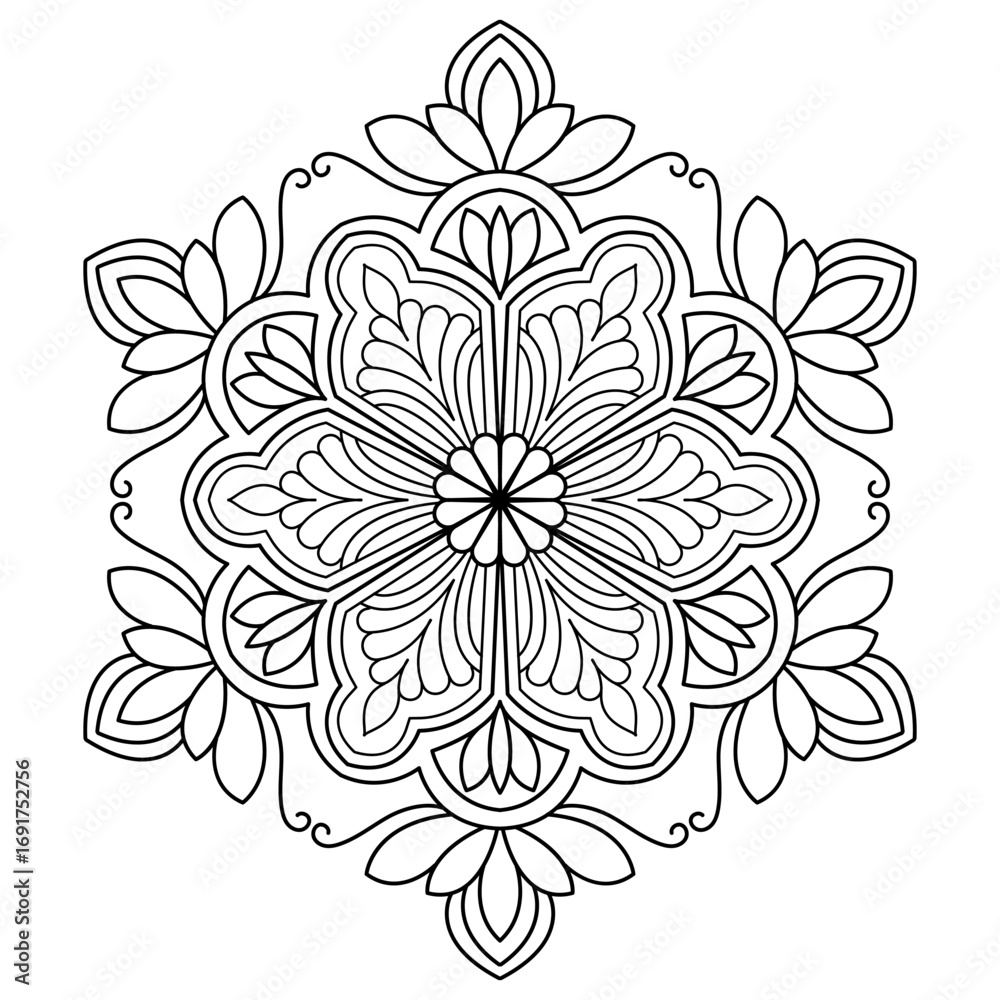 Fototapeta premium Soft flow vibe mandala coloring book page