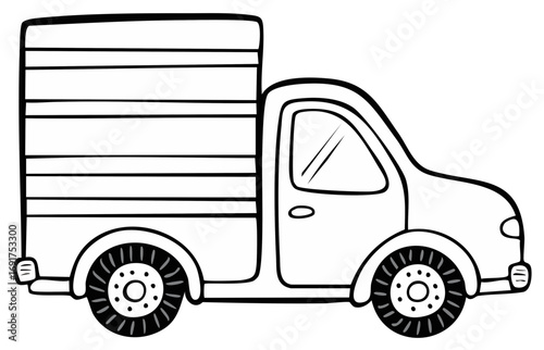Simple Delivery Truck Line Art for Coloring Pages or Educational Purposes