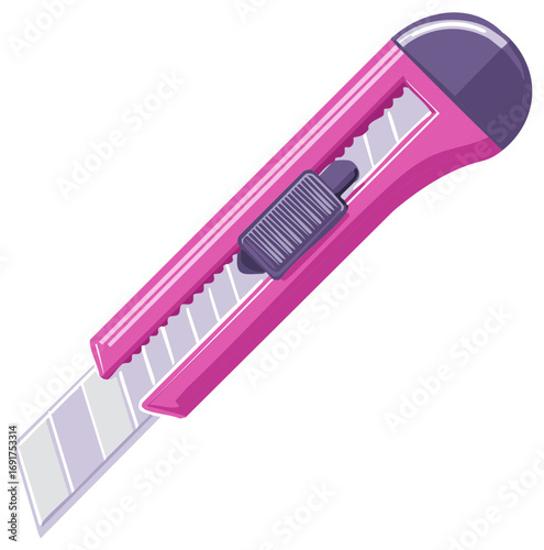 Pink Box Cutter Illustration Retractable Blade Utility Knife Tool Isolated