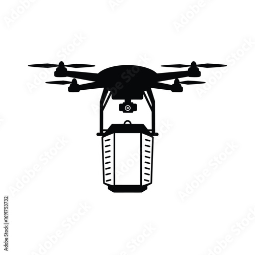 Drone carrying lantern icon quadcopter aerial