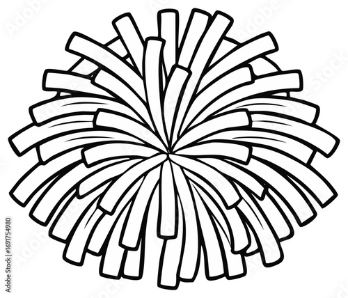 Cheerleading Pompon in Line Art - Sports Spirit Graphic Element Illustration
