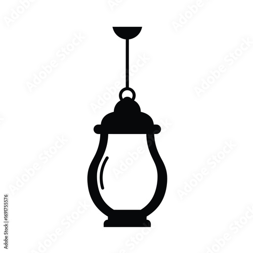 Black hanging lantern icon white