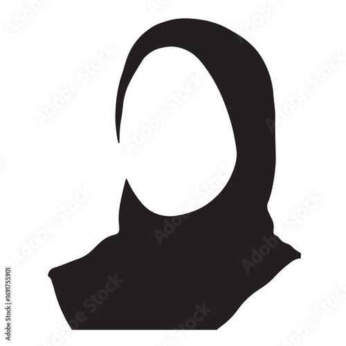 Woman Hijab Silhouette Black and White Vector Image Illustration for Modern Art and Digital Design
