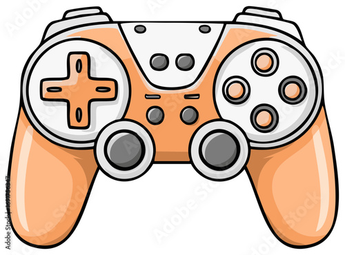 Orange video game controller with directional pad and buttons for gaming