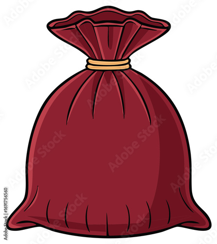 Red Drawstring Bag with Golden Tie