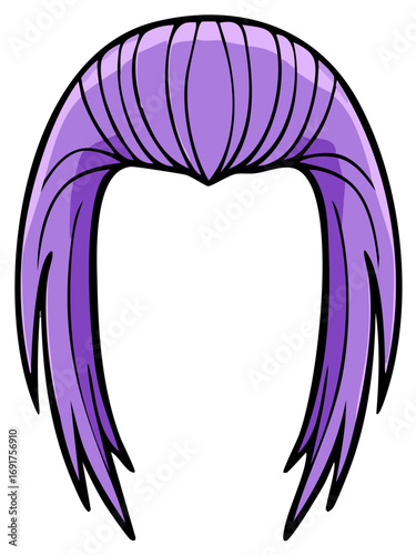 Cartoon Purple Wig with Black Outlines