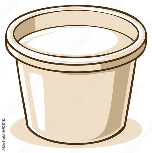 Simple cartoon illustration of a yogurt cup filled with creamy white yogurt.