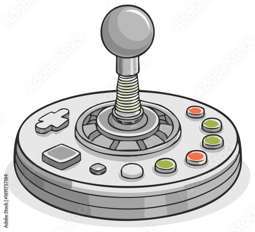 Classic arcade game joystick controller illustration for retro gaming entertainment