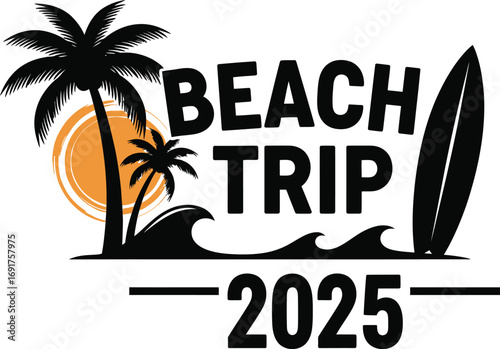 Sillhouette beach trip 2025 vector