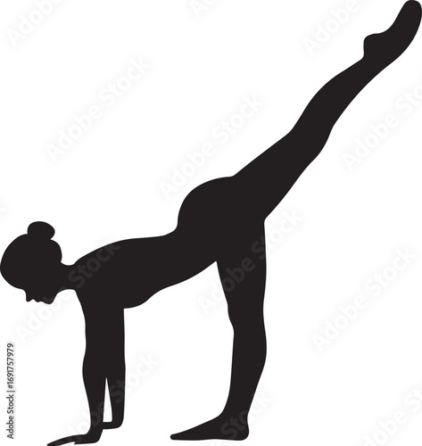 Gymnastic Poses Silhouette Set – Acrobatics, Athlete Dance, Fitness Vector Icons