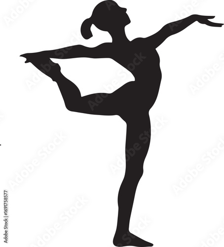 Gymnastic Poses Silhouette Set – Acrobatics, Athlete Dance, Fitness Vector Icons