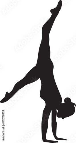 Gymnastic Poses Silhouette Set – Acrobatics, Athlete Dance, Fitness Vector Icons