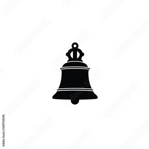 Black puja bell icon symbol religious