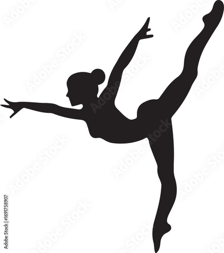 Gymnastic Poses Silhouette Set – Acrobatics, Athlete Dance, Fitness Vector Icons
