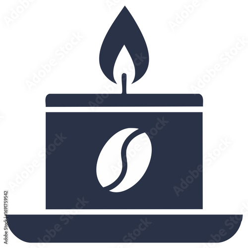Aromatic coffee scented candle icon with a burning flame for relaxation and home fragrance