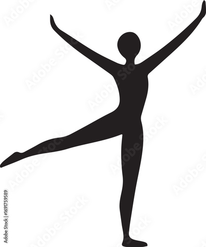 Gymnastic Poses Silhouette Set – Acrobatics, Athlete Dance, Fitness Vector Icons