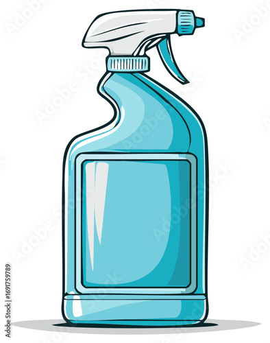 Cartoon illustration of a blue spray bottle
