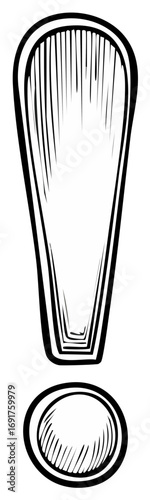 Exclamation Point Symbol with Drawn Lines and Bold Outline for Emphasis