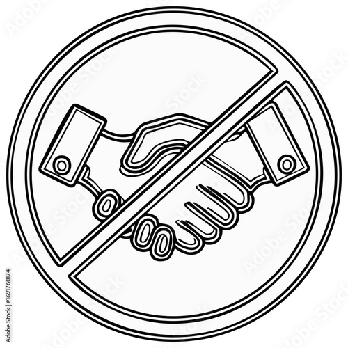 Stylized Outline of No Handshake Symbol Showing Disagreement or Prohibition