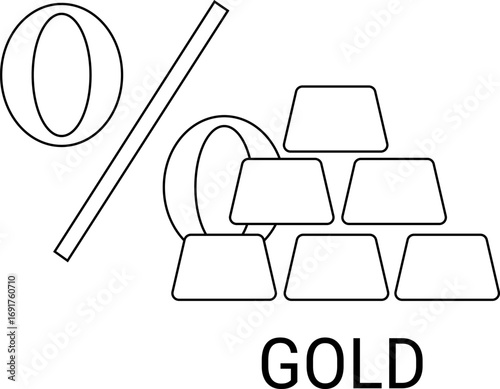 gold bar icon and percent icon with white background