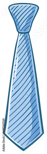 Blue striped necktie cartoon illustration for business or formal wear