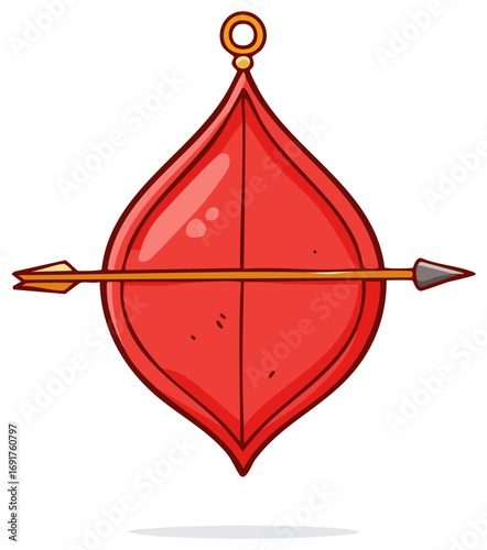 Red Heart Shape Bow and Arrow Valentine Love Symbol