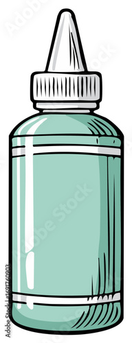 Cartoon Style Bottle with Pointed Nozzle for Liquid Dispensing Light Blue Container