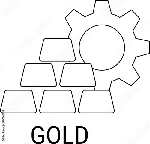 gold bar icon and gear icon with white background