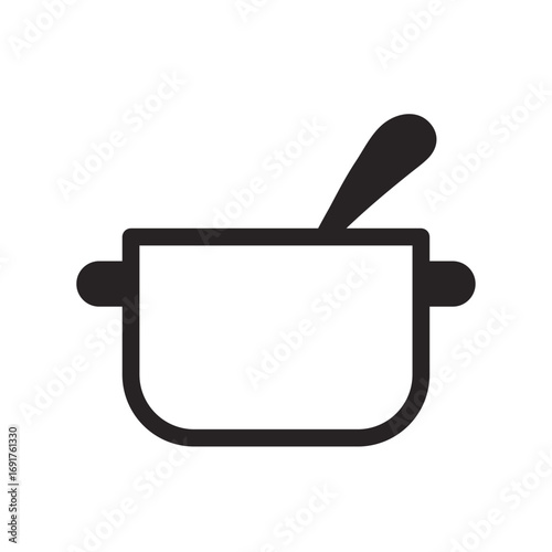 Saucepan with Ladle Line Icon of Kitchenware and Utensils Icon Set