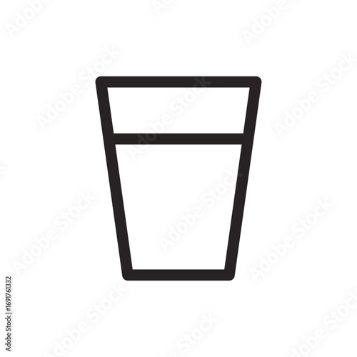 Drinking Glass Line Icon of Kitchenware and Utensils Icon Set