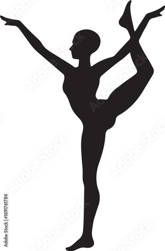 Gymnastic Poses Silhouette Set – Acrobatics, Athlete Dance, Fitness Vector Icons
