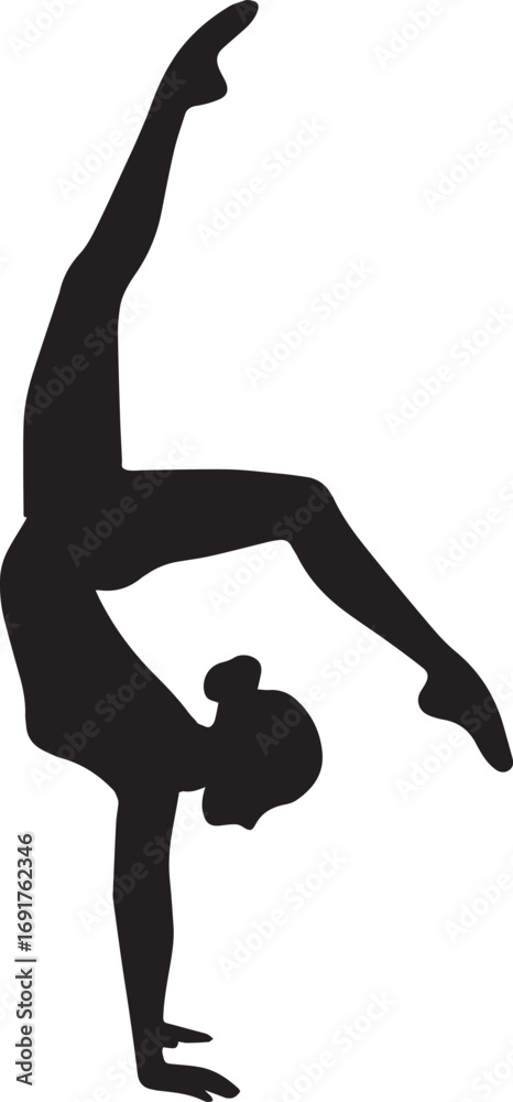 Fototapeta premium Gymnastic Poses Silhouette Set – Acrobatics, Athlete Dance, Fitness Vector Icons