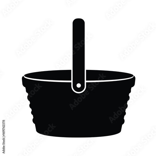 Black basket icon with handle hamper white
