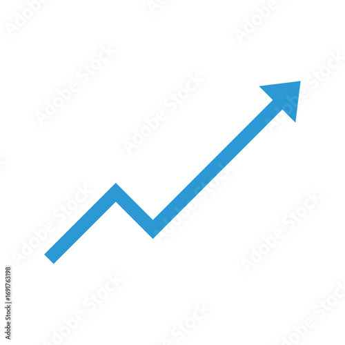 blue arrow business growth graph on white background