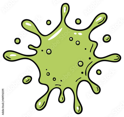 Vibrant Green Cartoon Slime Splash or Paint Blob Illustration