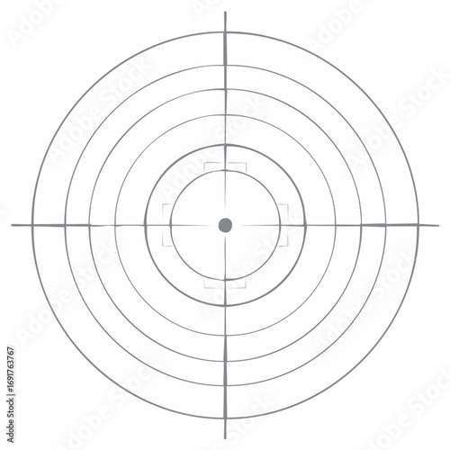 Graphic of a rifle scope crosshair reticle with concentric circles and a central aiming point