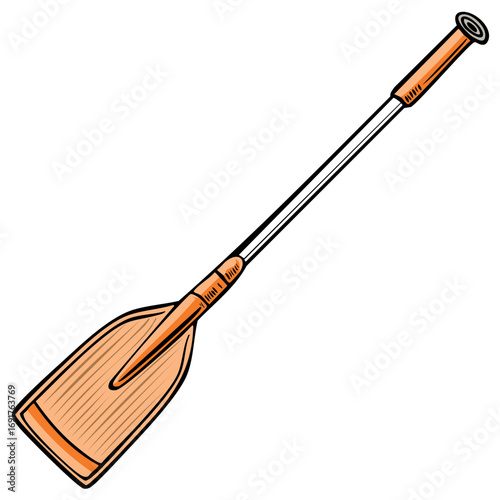 Hand-Drawn Paddle Illustration, Rowing Equipment for Water Activities, Vector Graphics, and Outdoor Recreation
