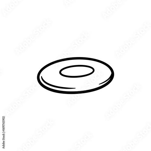 Simple line drawing of a circular disc or plate  