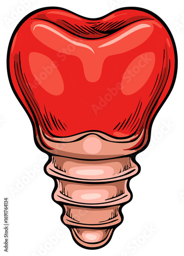 Human Thyroid Gland Anatomy Illustration in Red and Pink Medical Concept
