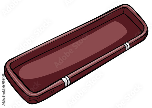 Illustration of a brown pen case, pen holder, long container for office supplies