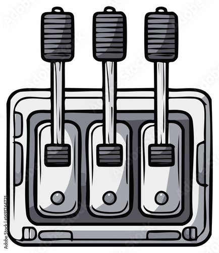 Illustration of a control panel with three levers