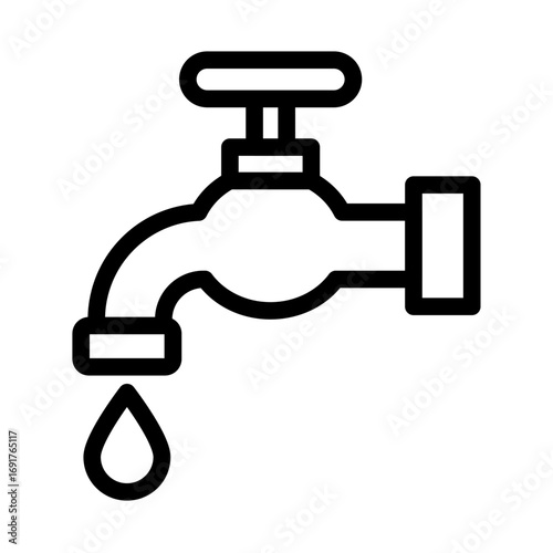 Water Faucet Line Icon of Plumbing and HVAC Icon Set