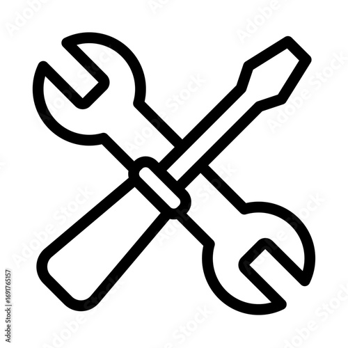 Repair Tools Line Icon of Plumbing and HVAC Icon Set