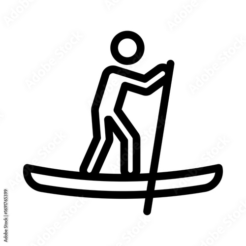 Paddleboarding Line Icon of Water Sports Icon Set
