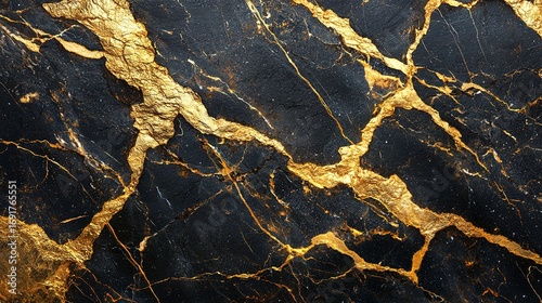 Polished black surface with intricate gold vein patterns beautifully displayed