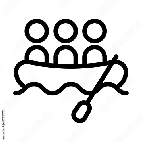 Rafting Team Line Icon of Rafting Icon Set