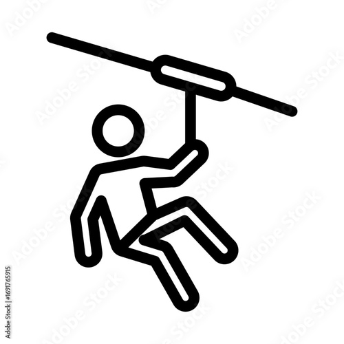 Zipliner Line Icon of Zip-lining Icon Set