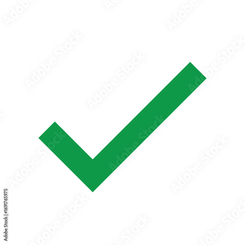 Green check mark icon on white background for approval and success