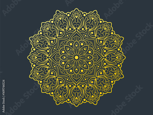 Petal garden wheel mandala coloring book page