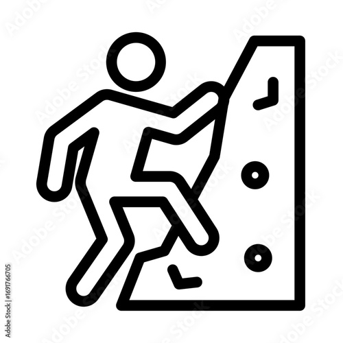 Climber on Wall Line Icon of Bouldering Icon Set